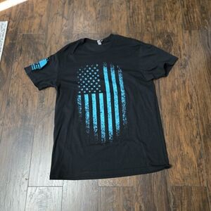 Next Level Apparel Black and Blue Flag Men's Tee